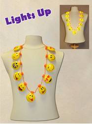 Eleven Blinking Smiley Faces Necklace