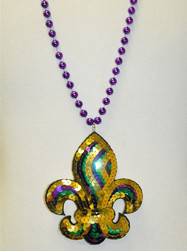 36" 10MM Sequin Fleur De Lis on Metallic Purple Bead