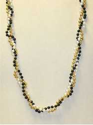 39" Twist Beads Black, White & Gold