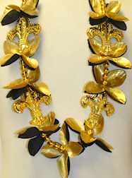 36" 10MM Black & Gold Sequin Fleur De Lis on Black