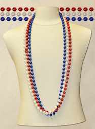 48" 8mm Round Metallic Red, White & Blue - Dozen -