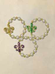 7" Elastic Bracelet with Black and Gold Glitter Fl
