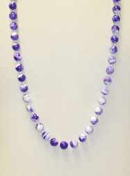 42" Inch 14mm Purple & White Marble Beads - DOZEN-