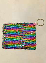 Rainbow Sequin Purse Keychain - Dozen - 12 Pieces