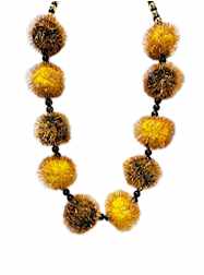 44" Handstrung Black and Gold Bead - Black and Gol