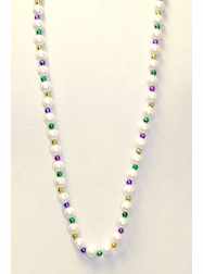 38" 12MM Pink Marble with Fancy Silver Spacer Bead