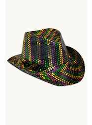 Purple, Green & Gold Fedora with Sequin Stripes -