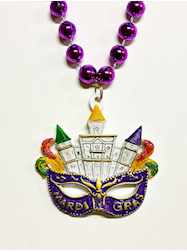 36" 12MM Purple Mardi Gras Mask With New Orleans S