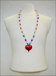 37" Large Red Heart Pendant Rainbow Color