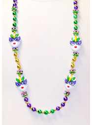 42" Mask 4 Face Bead Mardi Gras - 3 Piece