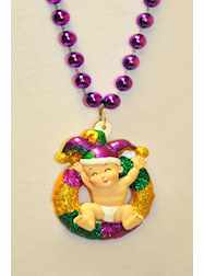 36" 10MM Purple King Cake W/Baby Jester Mardi Gras