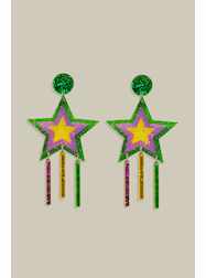 Shooting Star Purple Green and Gold Earrings -Pair