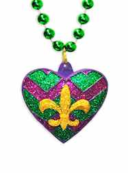 36" 10MM Gold Glitter FDL Heart W/Purple Green Gol