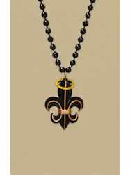 36" 10mm Black with Fleur De Lis Glitter Halo