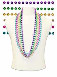 42" 12MM Assorted Metallic - DOZEN- 12 Necklaces