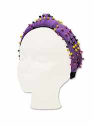 Purple Headband with Purple, Green and Gold Beads
