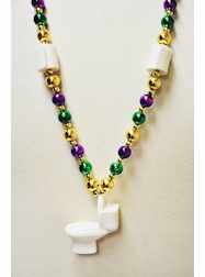 36" Toilet with Toilet Paper Rolls Mardi Gras Bead