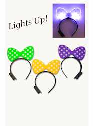 Light Up Polka Dot Bow Headband - DOZEN - 12 PIECE