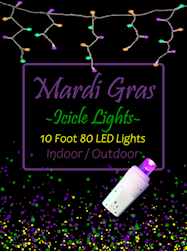 10 80 Light Icicle LED in Purple, Yellow and Green
