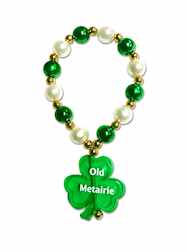 8" Green and White Bracelet with Old Metairie Sham