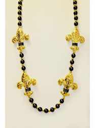 42" 12MM Black W/Gold Spacers and 4 Gold Fleur de