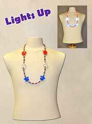 33" Red, Silver and Blue 6 Star Blinking LED Neckl