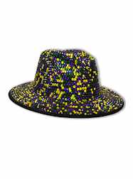 Purple, Green and Gold Rhinestone Hat