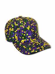 Purple, Green and Gold Striped Rhinestone Cap - Co