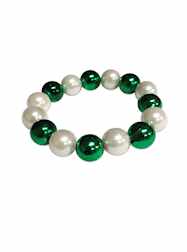 12MM Green and White Pearl Bracelet -St. Patricks