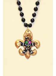 36" 12MM BLK Gold Fleur de Lis with Voodoo Doll Ma