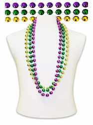 42" 18mm Metallic Purple, Green & Gold Throw Beads