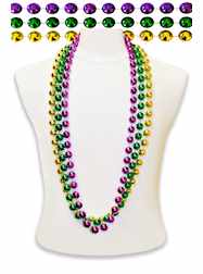 48" 18mm Metallic Purple Green & Gold Throw Beads