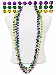 60" 18mm Metallic Purple, Green & Gold Mardi Gras