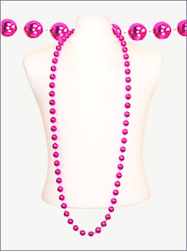 60" 18mm Round Metallic Hot Pink Mardi Gras Beads