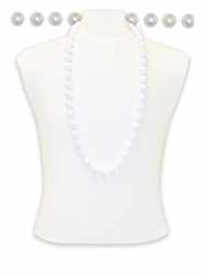 42" 18mm Wedding White Pearl Mardi Gras Beads - SI