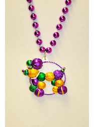 36" 12MM Purple with Bead Dog Medallion Mardi Gras