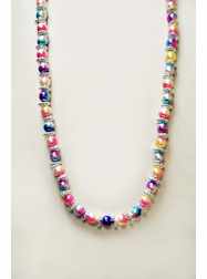 38" 12MM Marbled Rainbow with Fancy Silver Spacer