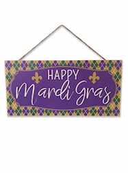 12.5" X 6" Happy Mardi Gras Sign