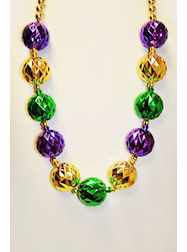 44" 40MM Purple, Green & Gold Diamond W/ Gold Spac