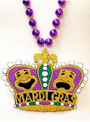 38" 16MM Purple Beads w/Mardi Gras Theme Comedy/Tr