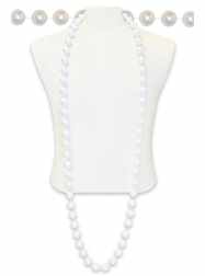 72" 22mm White Pearl Throw Beads - 6 Piece