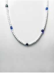 27" White and Multi-Color Glass Mardi Gras Beads