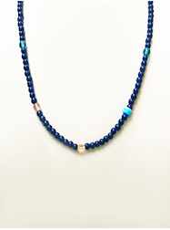 27" Blue and Multi-Color Glass Mardi Gras Beads