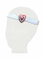 Sling Shot Headband Sequin Red and White Heart - D