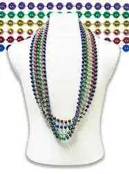 42" 10MM Metallic Assorted Color Throw Beads - DOZ