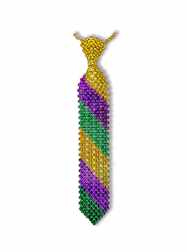 Beaded Purple, Green and Gold Mardi Gras Neck Tie