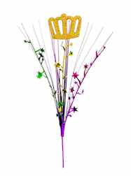 20" Purple, Green and Gold Glitter Crown Spray