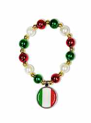 8" Red, White & Green Bracelet with Italian Charm