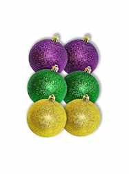 60MM Purple, Green & Gold Glitter Ball Ornaments