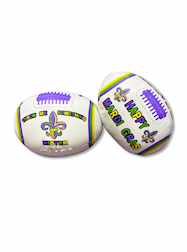 6" White "Happy Mardi Gras" in Purple, Green & Gol